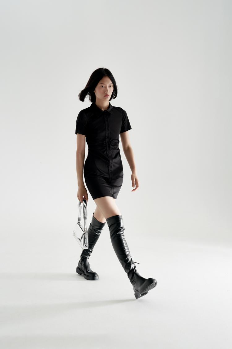 POPLIN SHIRT DRESS Black ZARA United States